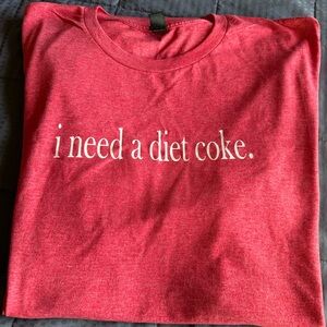 Gildan Unisex Red Graphic Tee with I Love Diet Coke Slogan Size 2XL